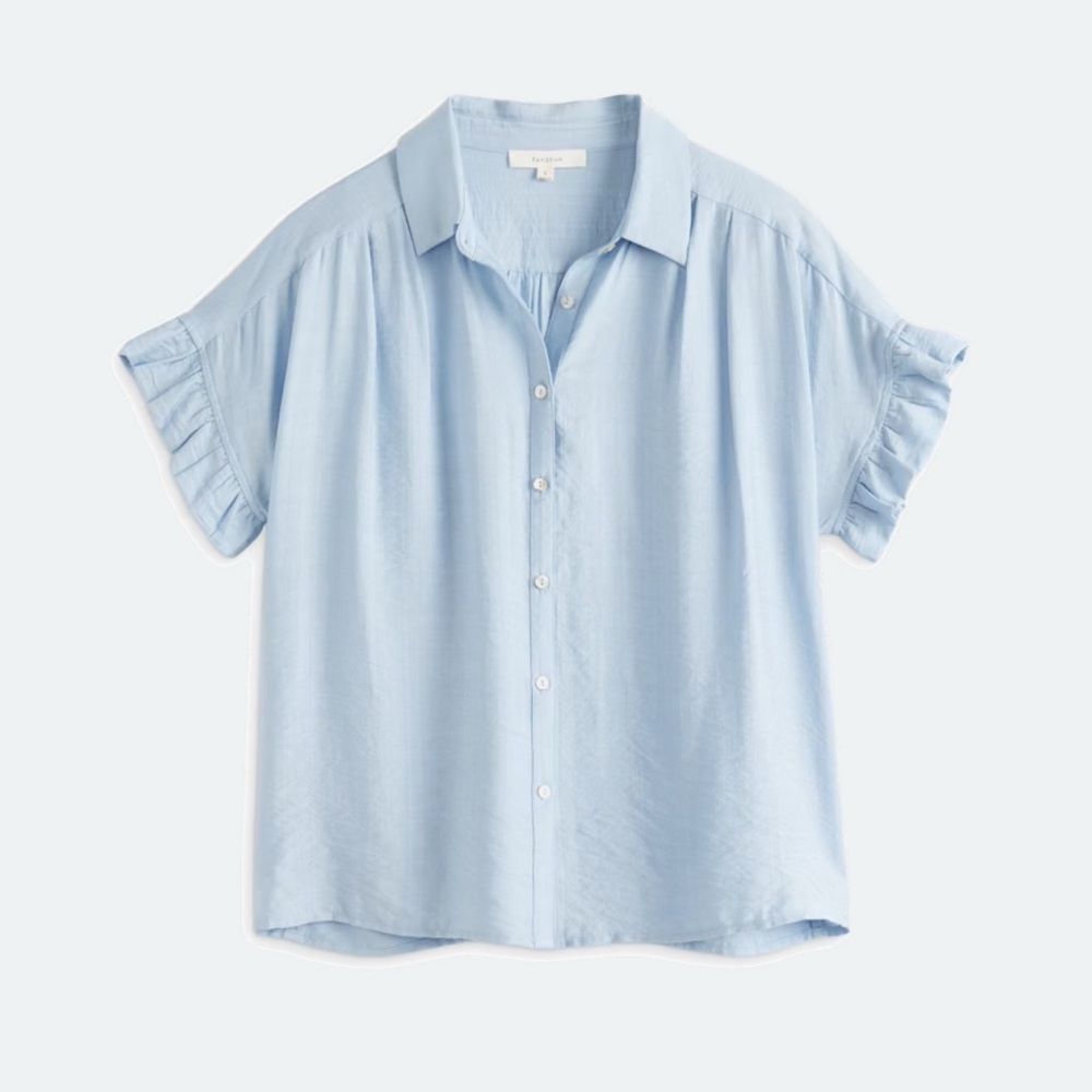 BNWT light blue button down with ruffle sleeves.